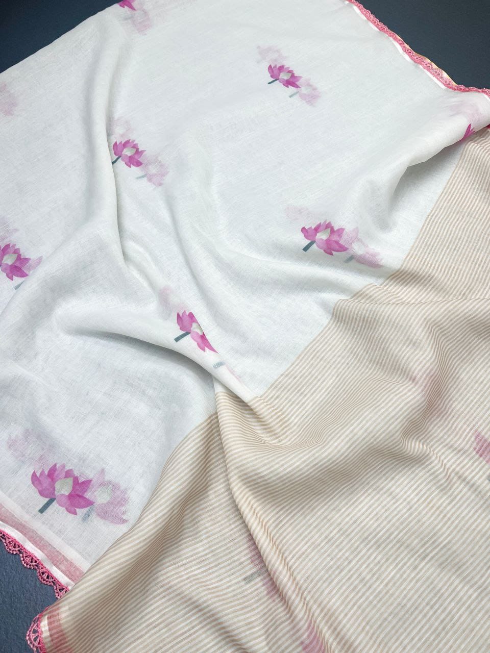 Plain Linen Saree