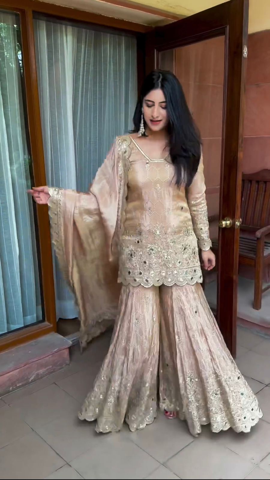 Pure Heavy Chinnon Silk Top Plazzo