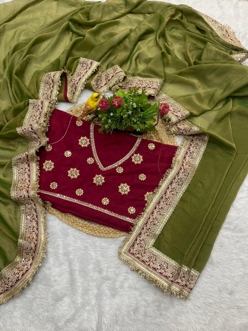 TRADING KAJAL  MOCHA SILK SAREE