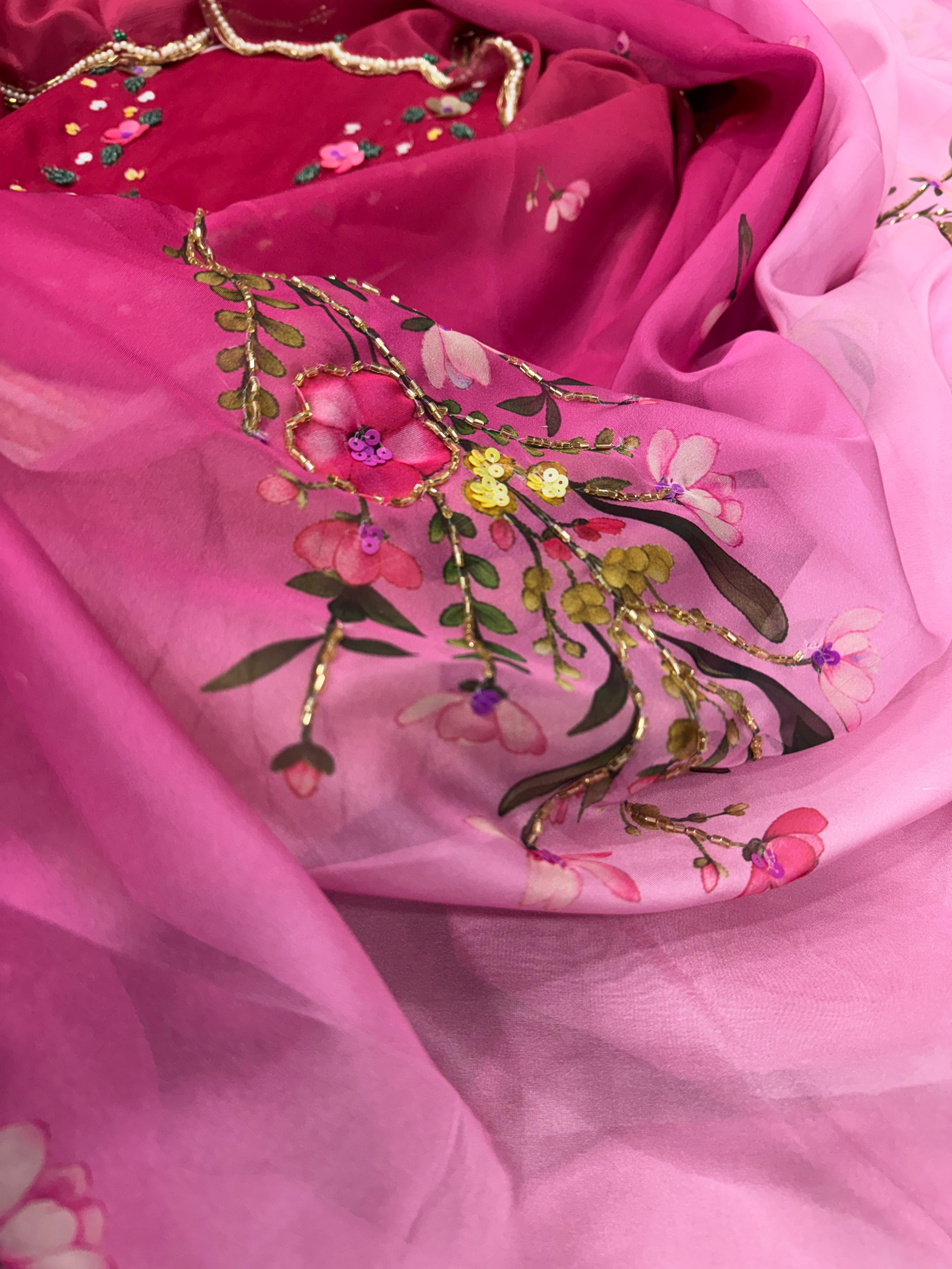 Soft Tebby Silk Pink Saree