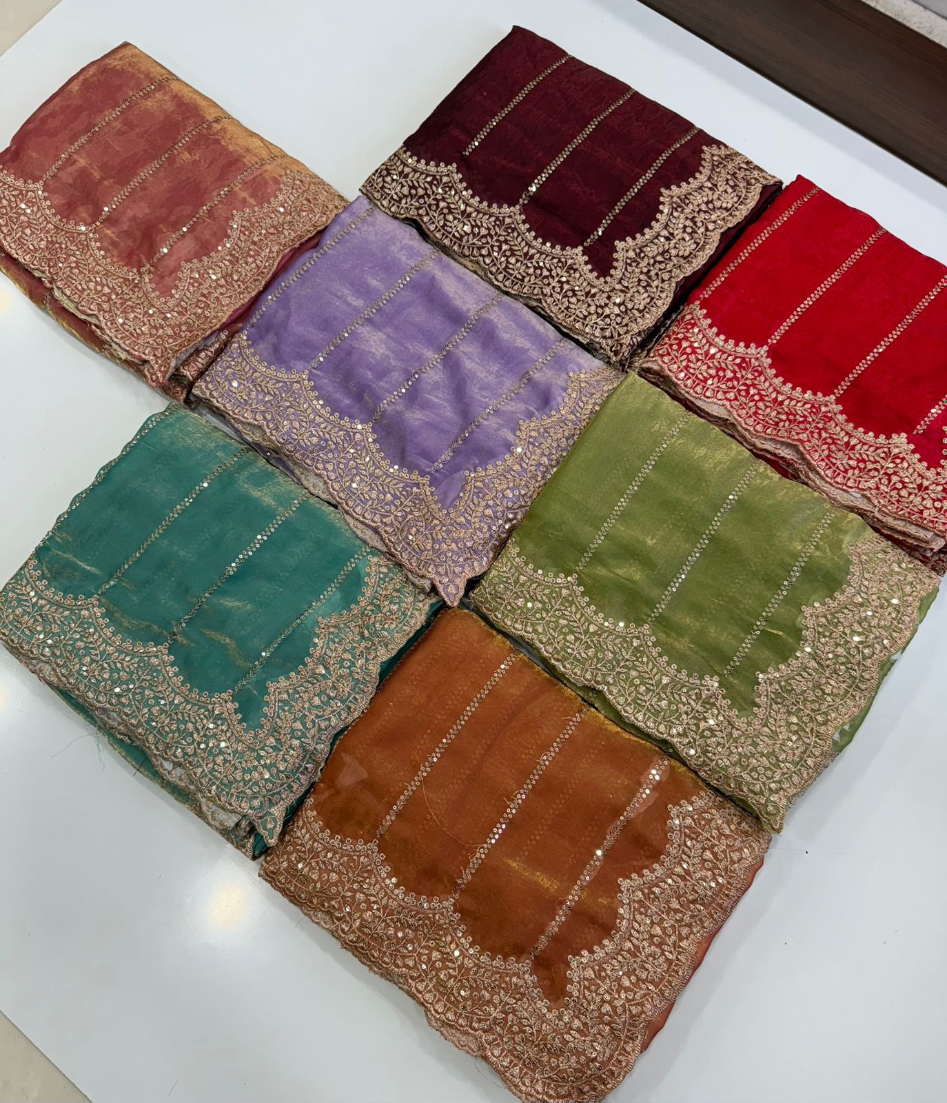 Space Sattin Muti Sequence Emrodairy Work Saree