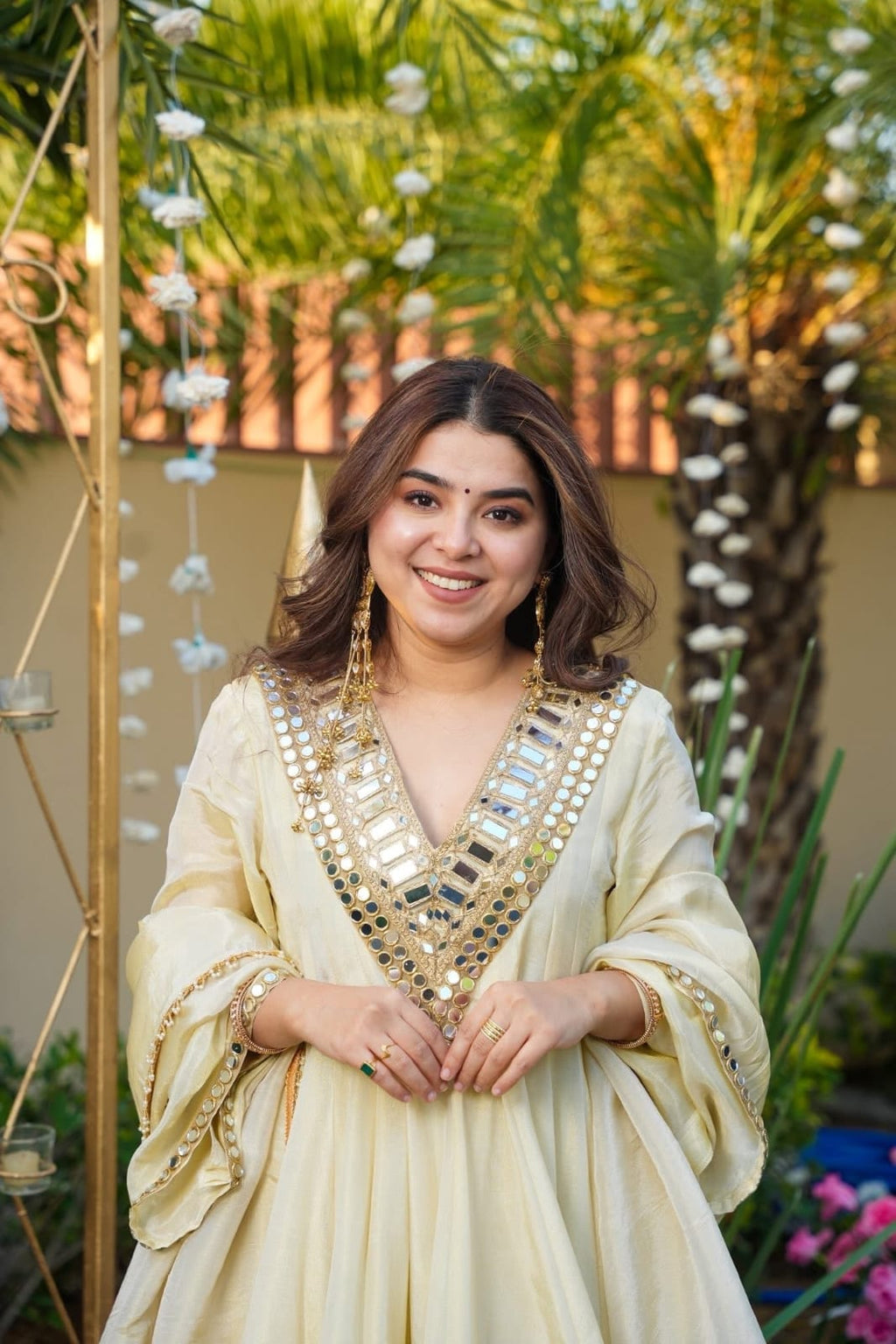 KEDIYA Style Real Mirror Work Kurti Plazzo Set