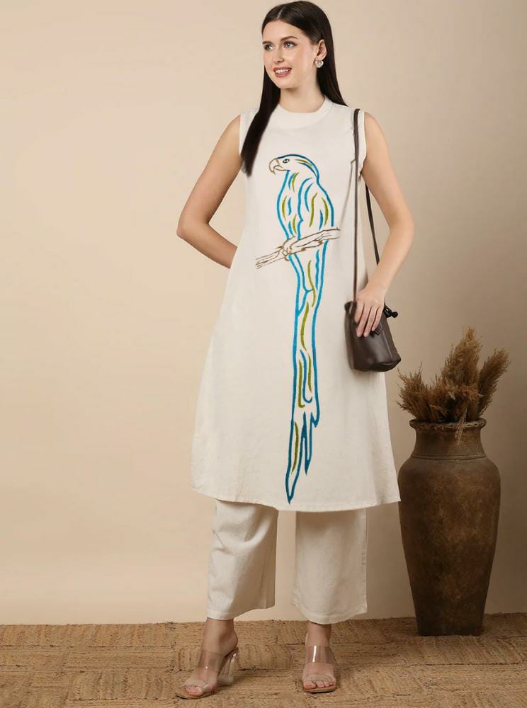 KHADHI COTTON KURTI WITH PLAZO