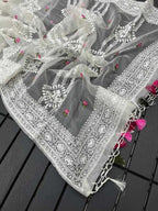 Pure soft Off-white silk organza saree