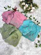 Crunchy Silk Fabric 3MM Sequence Saree